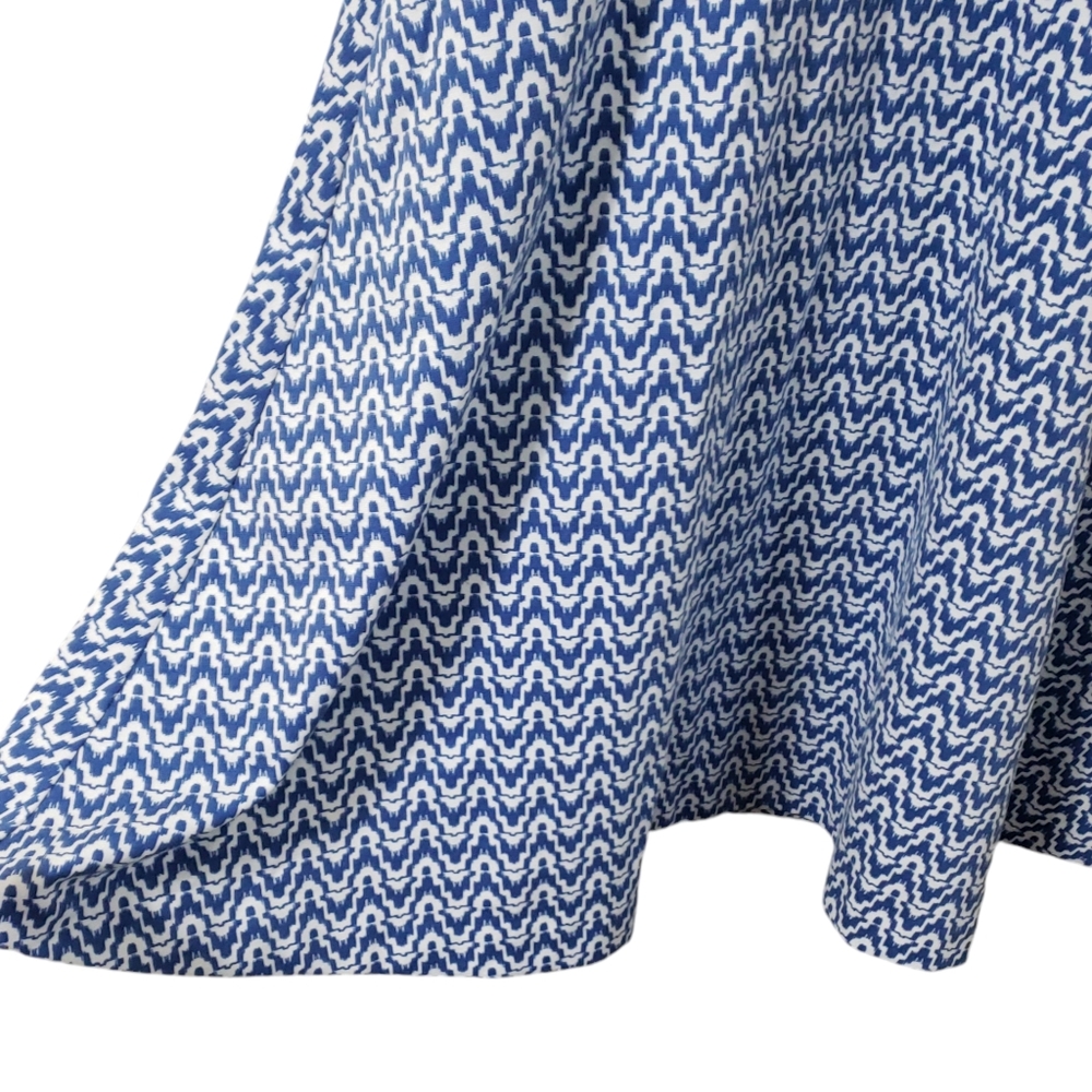 Talbots Sleeveless Blue Geometric Print Midi Dress Lg Fit N Flare Summer Career - Picture 5 of 12